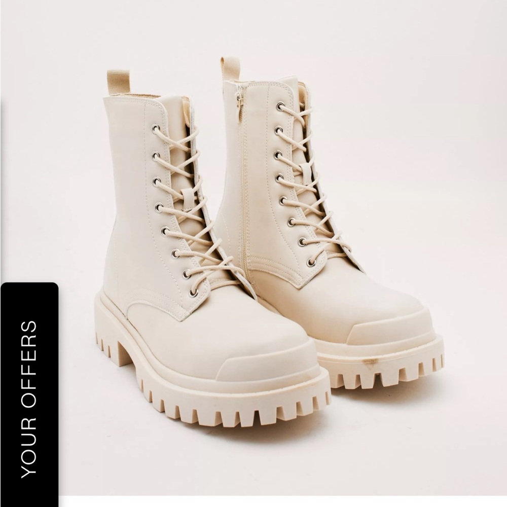 Nastygal faux leather cleated biker boots. Like new👢